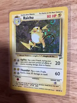 Raichu 016/130 Base Set 2 SWIRL Cosmos Holo - Pokemon TCG 2000 WOTC - Image 2