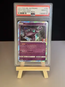 2021 POKEMON INDONESIAN SM PROMO KFC CHAKI KIDS MEAL #184 MEWTWO-HOLO PSA 10 - Image 1