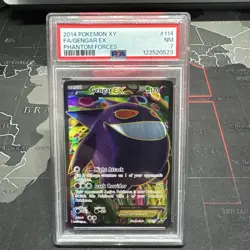2014 POKEMON XY PHANTOM FORCES #114 FULL ART/GENGAR EX PSA 7 - Image 1