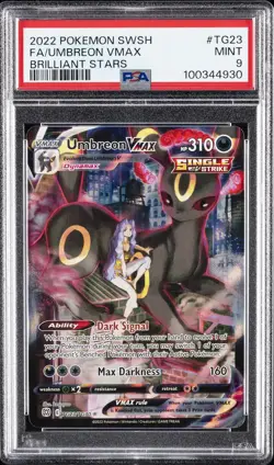 2022 POKEMON SWORD & SHIELD BRILLIANT STARS #TG23 FULL ART/UMBREON VMAX PSA 9 - Image 1