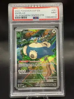PSA 9 MINT 2023 Snorlax 151 Pokemon Center ETB Black Star Promo SVP EN 051 - Image 1