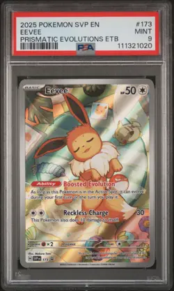 2025 POKEMON SVP BLACK STAR PROMO PRISMATIC EVOLUTIONS ETB #173 EEVEE PSA 9 - Image 1