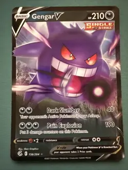 Pokemon TCG Fusion Strike Gengar v Holo Ultra Rare Card 156/264 - Image 1