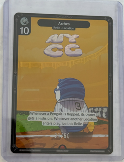 2025 VIBES TCG PROMO CARDS NYCC #51 Arches Pudgy Penguins GOLD FOIL #'d 31/60 - Image 1