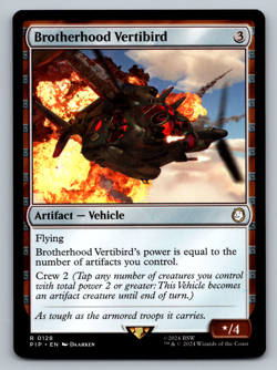 Brotherhood Vertibird R 0128 - MTG Universes Beyond: Fallout (PIP) - Image 1