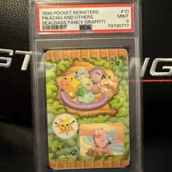 1998 Pocket Monsters Pikachu And Others Sealdass Fancy Graffiti PSA 9 - Image 1