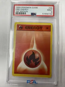1999 Pokemon Game Fire Energy 1st Edition PSA 9 - Image 1