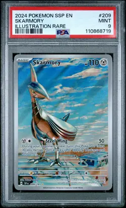 2024 POKEMON SSP EN-SURGING SPARKS ILLUSTRATION RARE #209 SKARMORY PSA 9 - Image 1