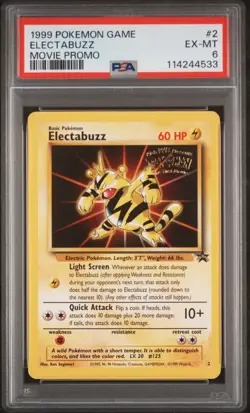 1999 POKEMON GAME MOVIE MOVIE PROMO #2 ELECTABUZZ PSA 6 - Image 1