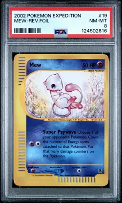 2002 POKEMON EXPEDITION #19 MEW-REVERSE FOIL PSA 8 - Image 1