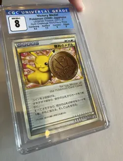 031/L-P Pikachu Victory Medal Bronze CGC 8 Japanese Pokemon Card 2009 Promo - Image 2