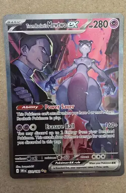 Pokemon TCG Destined Rivals Team Rockets Mewtwo EX Card 231/182 Ultra Rare READ - Image 1