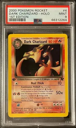 Pokemon TCG Dark Charizard Team Rocket Holo Card 4/82 1st Edition PSA 9 WOTC - Image 1