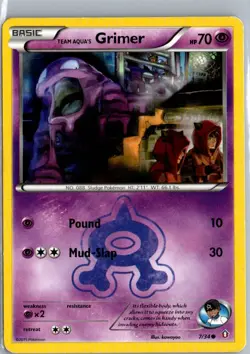 Team Aqua's Grimer 7/34 Double Crisis Regular Pokemon Card TCG MP - Image 1