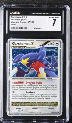 CGC 7 Garchomp LV.X 97/100 Majestic Dawn Holo Pokemon Card 2008 - Image 1