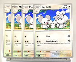 Pokemon TCG Paldean Fates Maushold 074/091 Uncommon Regular x4 Playset - Image 1