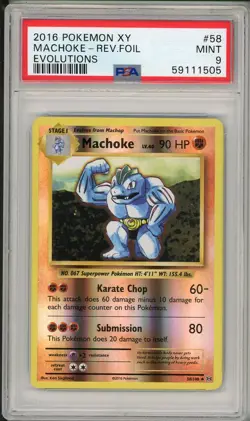 2016 Pokemon XY Evolutions Machoke Reverse Foil Holo #58 PSA 9 - Image 1