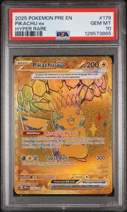 2025 POKEMON PRE EN-PRISMATIC EVOLUTIONS #179 PIKACHU ex HYPER RARE PSA 10 (Q65 - Image 1
