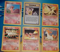 6 Vintage WOTC Pokemon Gym Heroes/Gym Challenge Pokemon Cards Blaine’s Lot NM/LP - Image 1