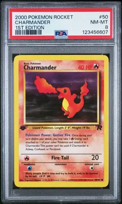 2000 POKEMON ROCKET 1ST ED #50 CHARMANDER PSA 8 - Image 1