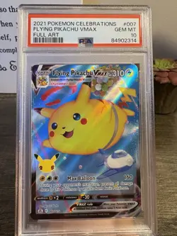 2021 Pokemon Celebrations Flying Pikachu VMAX Full Art #007 PSA 10 Gem MT - Image 1
