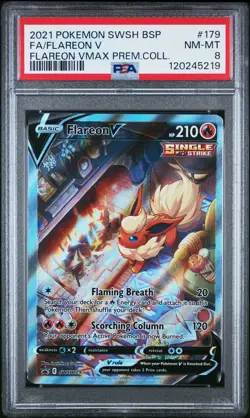 2021 POKEMON SWSH BLACK STAR PROMO #179 FULL ART/FLAREON V PSA 8 - Image 1