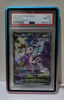 2021 Pokemon Fusion Strike Mew V Full Alternate Alt Art #251/264 PSA 10 GEM MINT - Image 1