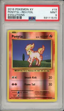 2016 Pokemon XY Evolutions Ponyta Reverse Foil Holo #19 PSA 9 - Image 1