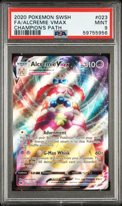 2020 POKEMON SWORD & SHIELD CHAMP'S PATH #023 FULL ART/ALCREMIE VMAX PSA 9 - Image 1