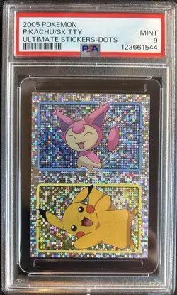 2005 Merlin Pokemon Ultimate Stickers Pikachu/Skitty “Dots” Prism - PSA 9 - Image 1