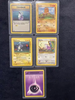 Pokemon *Misprint* Cards 4 Base Set And 1 Gym Heroes - Image 1