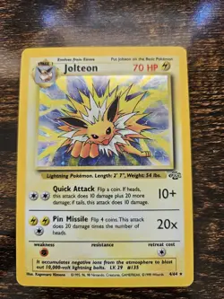 Pokemon TCG Jolteon Jungle Holo Card 4/64 Rare, LP-MP Condition - Image 1