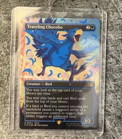 Traveling Chocobo (Borderless) (Neon Ink Blue) Final Fantasy Foil Free Shipping! - Image 1