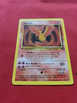Pokemon: Moltres #27/62 Fossil Set Non Holo Vintage 1999 WOTC - LP - I81 - Image 3