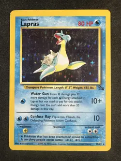 Pokemon TCG 10/62 Lapras Fossil Unlimited Holo Rare LP - Image 1