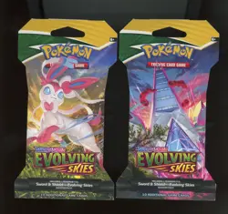 Pokemon TCG Evolving Skies Sleeved Booster Pack Art Bundle Set of 4 NM - Image 3