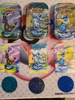 Pokemon Prismatic Evolutions Mini Tins Complete Set (Empty+coins+card art ONLY) - Image 2