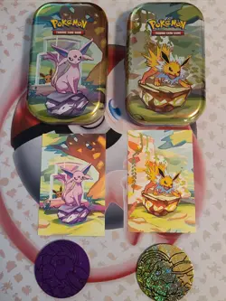 Pokemon Prismatic Evolutions Mini Tins Complete Set (Empty+coins+card art ONLY) - Image 4