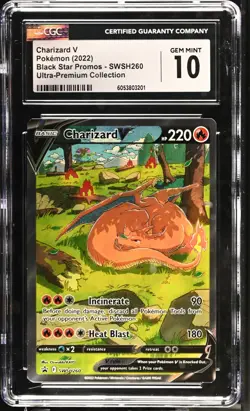 Pokemon Card CGC 10 GEM MINT Charizard V SWSH260 FULL ART HOLO PROMO - Image 1
