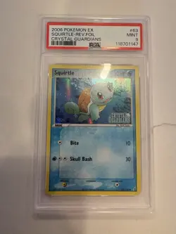 2006 Pokemon EX Crystal Guardians Squirtle 63 Reverse Foil PSA 9 Mint - Image 1