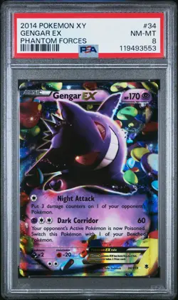 2014 POKEMON PHANTOM FORCES GENGAR #34 HOLO PSA 8 NEAR MINT #119493553 - Image 1