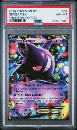 2014 POKEMON PHANTOM FORCES GENGAR #34 HOLO PSA 8 NEAR MINT #119493551 - Image 1