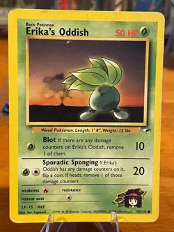 2000 Pokemon TCG Gym Heroes Erika's Oddish 78/132 Common Basic MP - Image 1