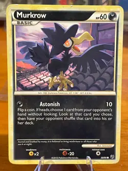 2010 Pokemon HGSS Undaunted Murkrow 58/90 Common Basic MP - Image 1