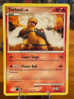 2009 Pokemon Platinum Base Set Torkoal 100/127 Common Basic MP - Image 1