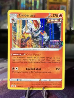 Cinderace SWSH112 - PreRelease Pokemon Promo Sword & Shield Rare Holo Card - NM - Image 1