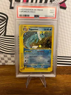 Pokemon Vaporeon PSA 9 Card Skyridge H31/H32 Holo SWIRL 2003 Mint Condition - Image 1