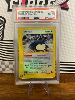 Skyridge Snorlax - 100/144 Reverse Holo Pokemon Card - PSA 8 - Image 1