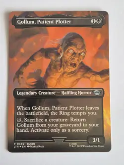 MTG Gollum, Patient Plotter BORDERLESS FOIL - NM - Lord of the Rings - Image 1