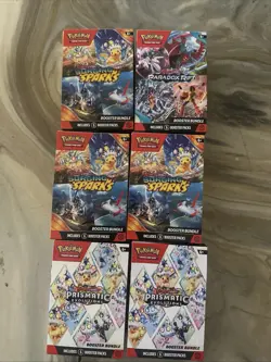 **EMPTY** LOT OF 6 - POKEMON TCG - BOOSTER BUNDLES MIXED PR/SS/PE**EMPTY!** - Image 1